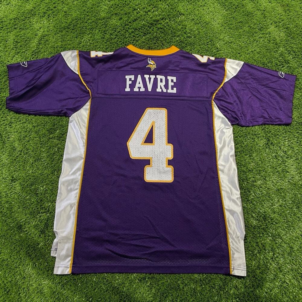 Minnesota Vikings Brett Favre #4 Reebok NFL On Field Jersey Purple Men's Large